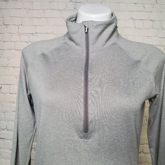 Under Armour Gray Quarter Zip Semi Fitted Longsleeve Shirt Size M - Picture 3 of 10